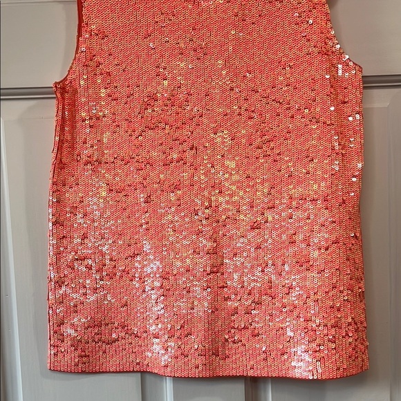 J. Crew Peach Sequin Tank Top with Rounded Neckline - Size XS - Picture 4 of 13